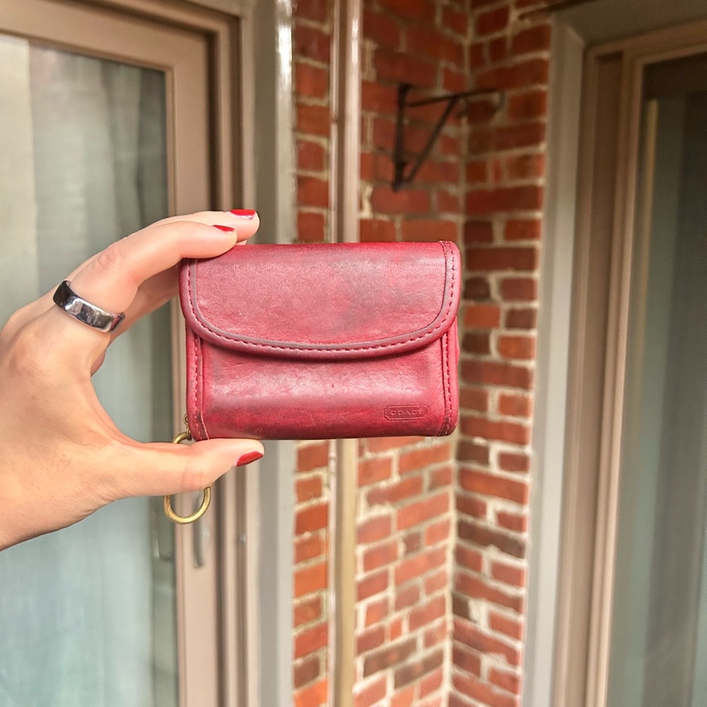 Vintage coach multifunction purse wallet 7219 red leather keychain retro 90s Y2K
